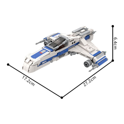 e wing starfighter building set | minifigure scale | star wars | moc-220289 - 4