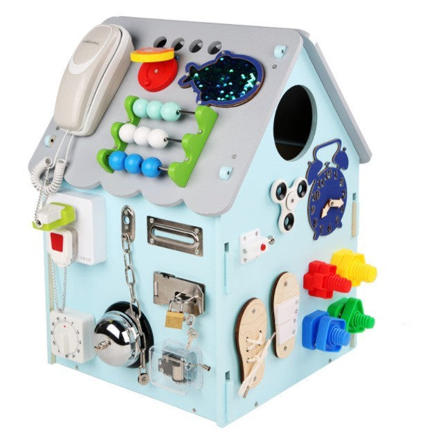 Educational Toy Busy House Treasure Chest Diy Sky Blue