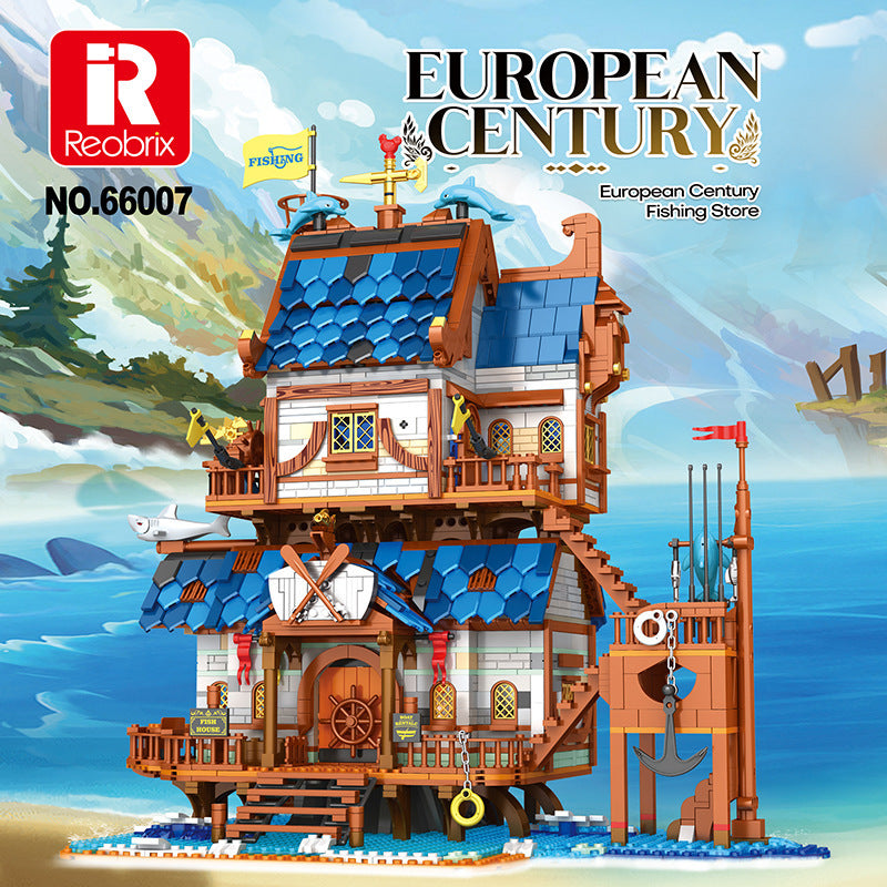 european century fishing store building blocks set - reobrix 66007 - 1