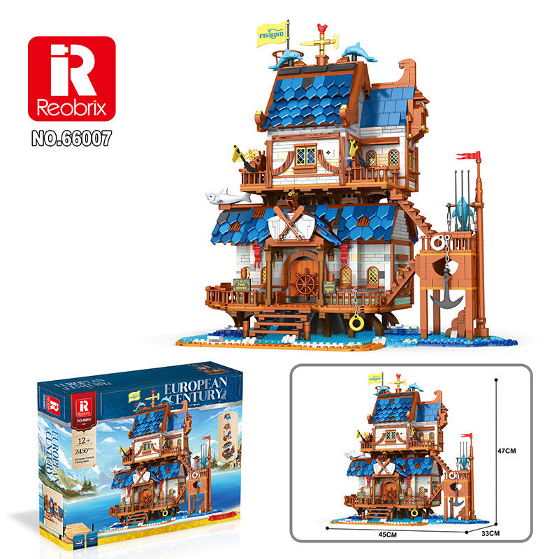 european century fishing store building blocks set - reobrix 66007 - 6