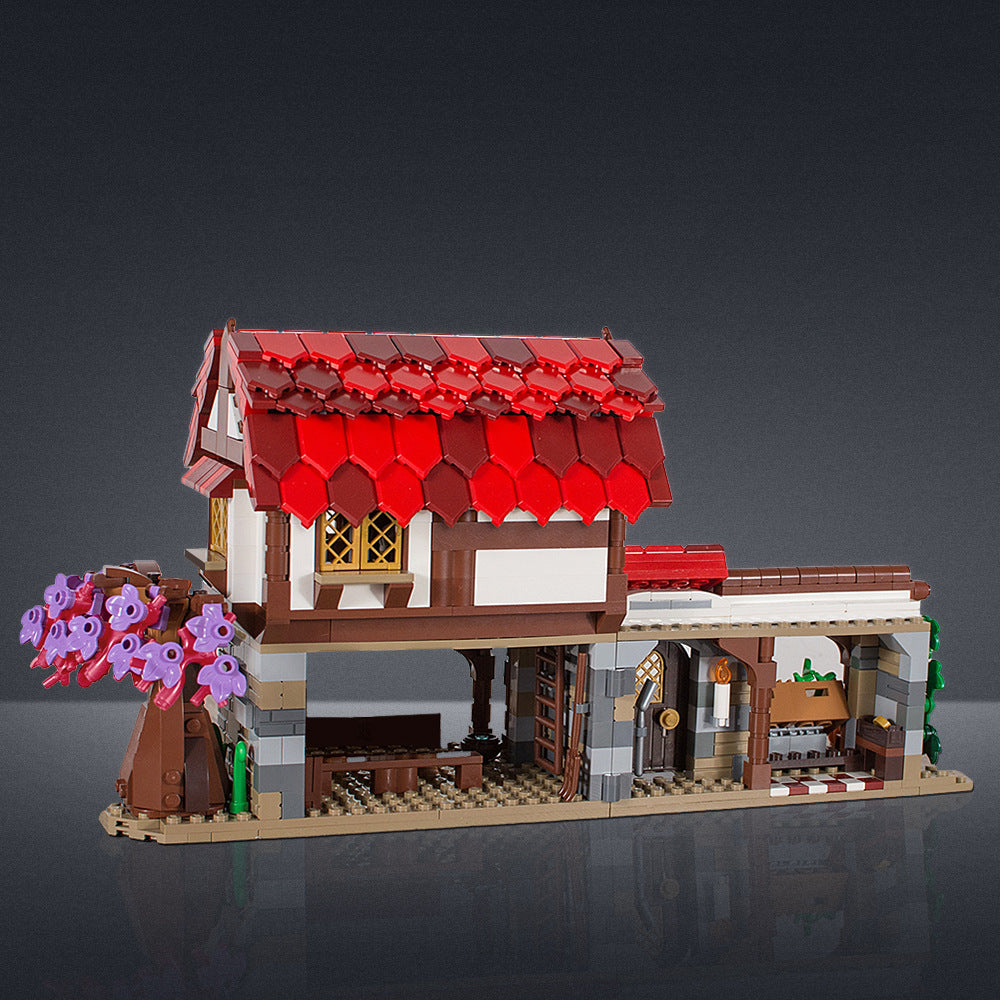 european medieval market building set | lego compatible - 1