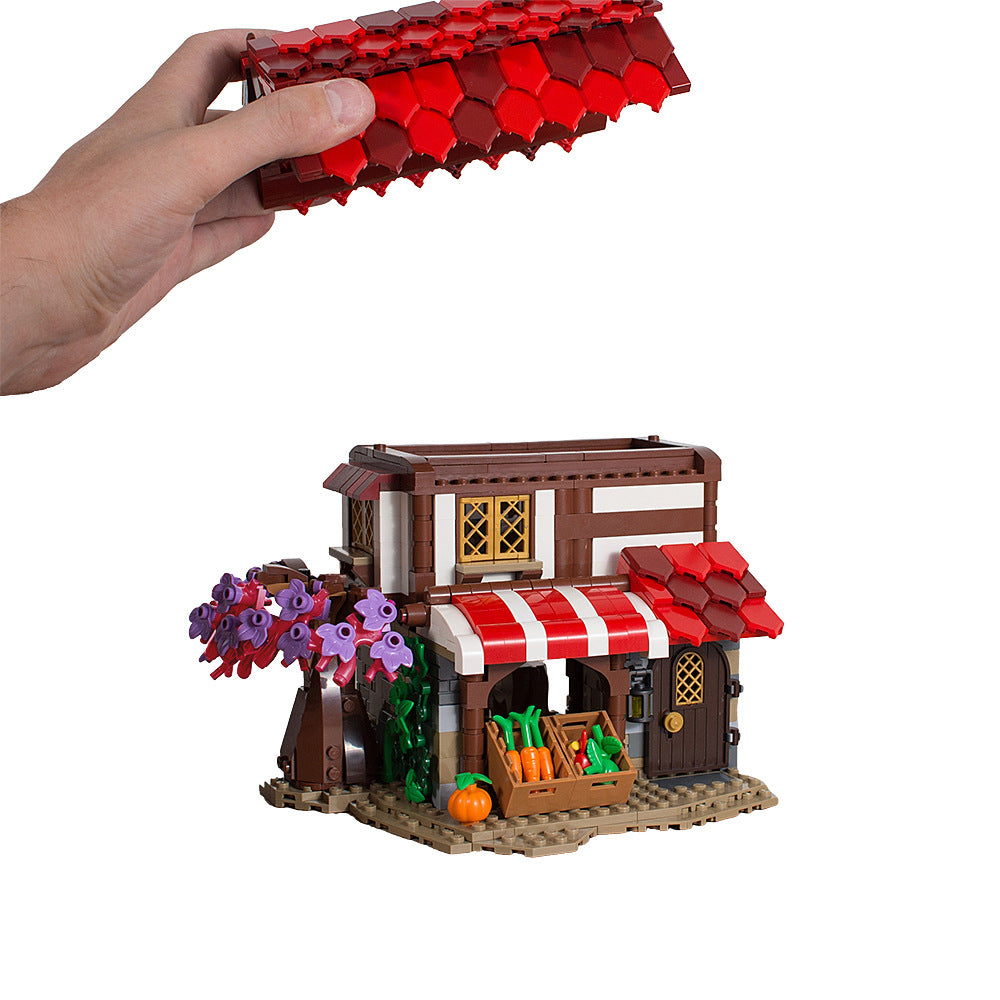 european medieval market building set | lego compatible - 3