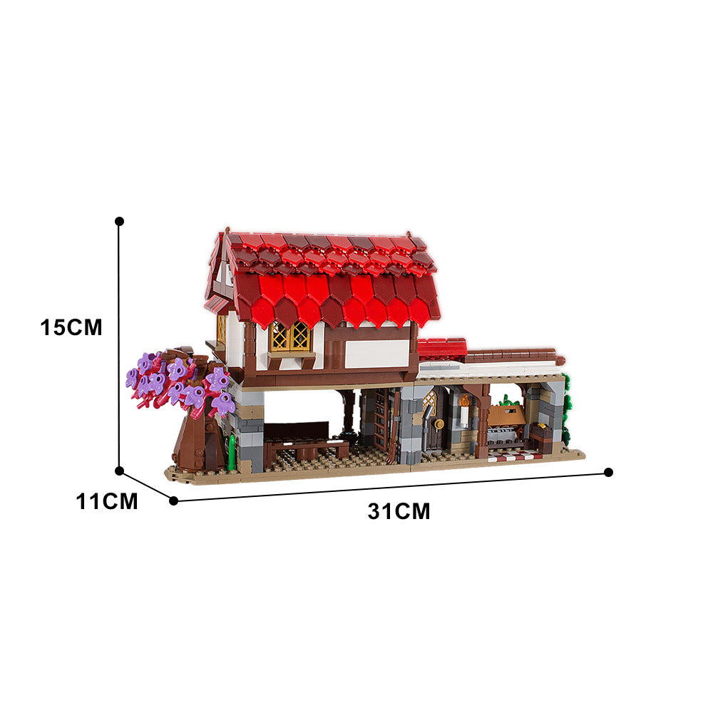 european medieval market building set | lego compatible - 4
