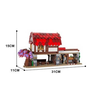european medieval market building set | lego compatible - 4