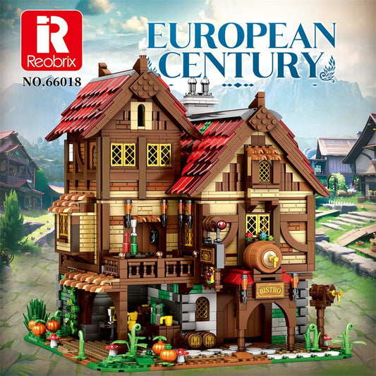 european medieval tavern building blocks set - reobrix 66018 - 1