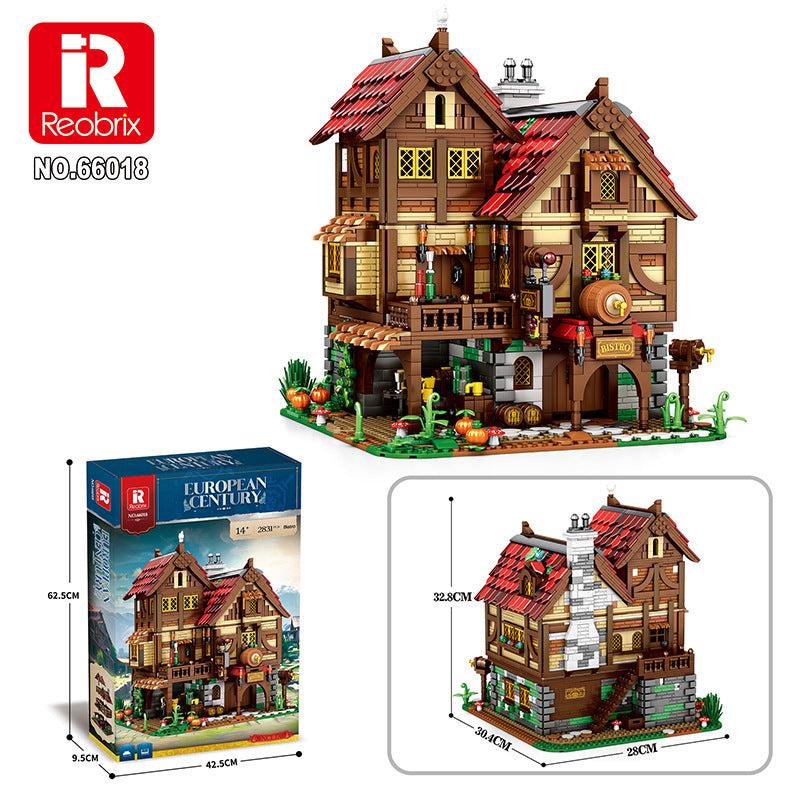 european medieval tavern building blocks set - reobrix 66018 - 6