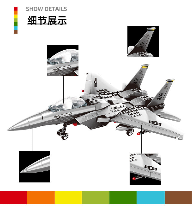 f-15 eagle fighter building blocks set - wange bricks - 6