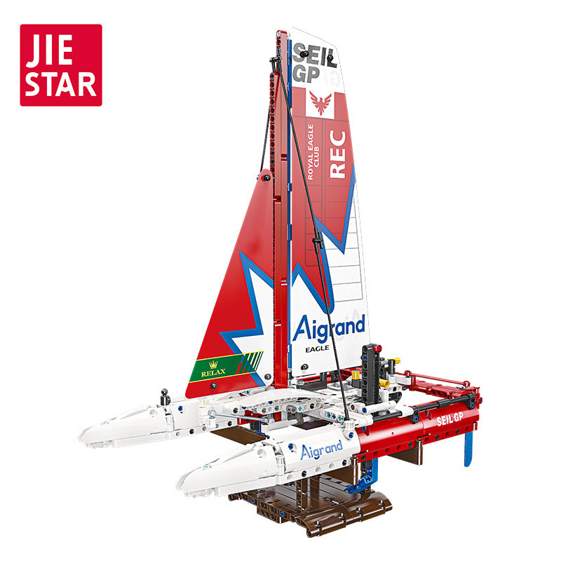 f50 hydrofoil catamaran sailboat - 733 pcs | jiestar 58124 - 4