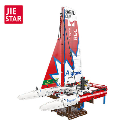 f50 hydrofoil catamaran sailboat - 733 pcs | jiestar 58124 - 4