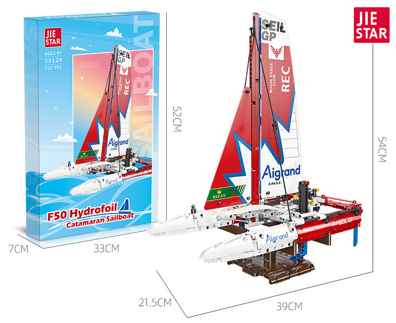 f50 hydrofoil catamaran sailboat - 733 pcs | jiestar 58124 - 5