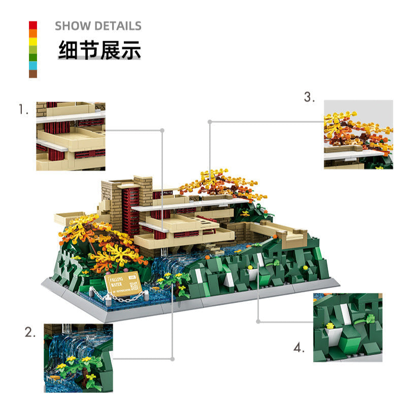 fallingwater in pennsylvania -building blocks set - wange bricks 5232 - 6