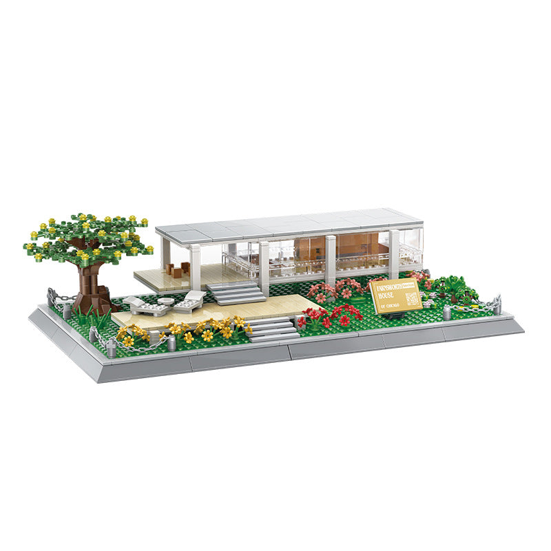 farnsworth house - illinois, usa - building blocks set - wange bricks - 4