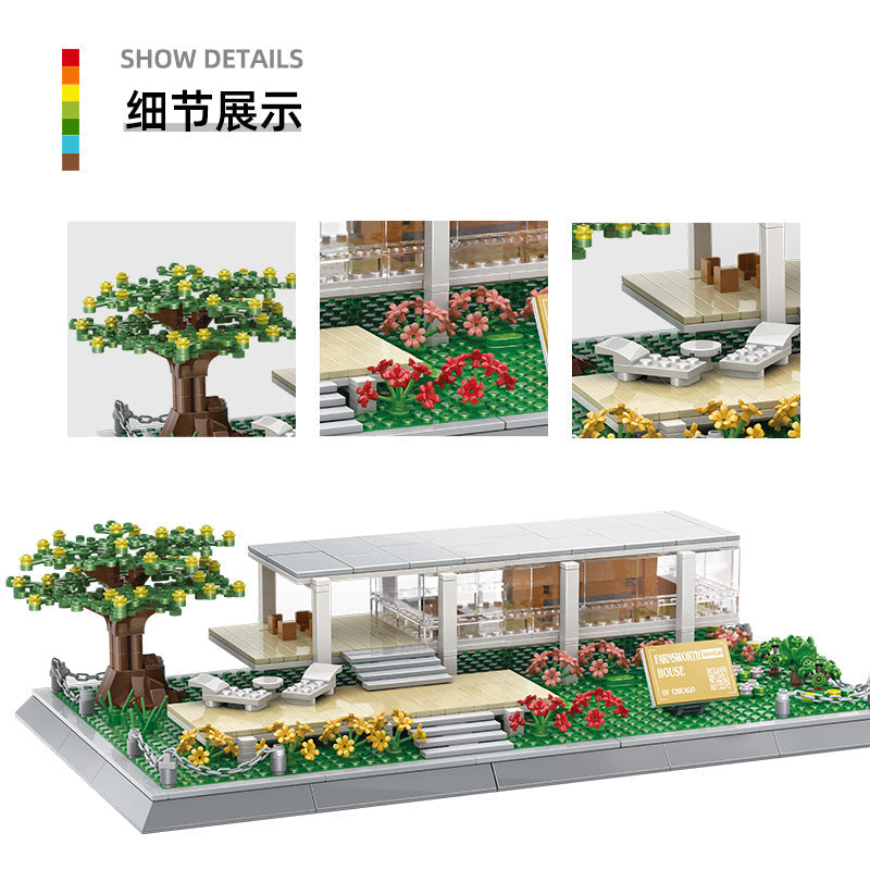 farnsworth house - illinois, usa - building blocks set - wange bricks - 6