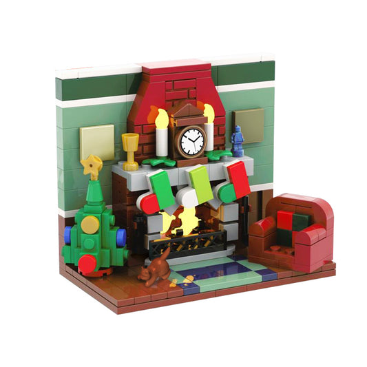 fire place building set | christmas | moc-132093 - 2
