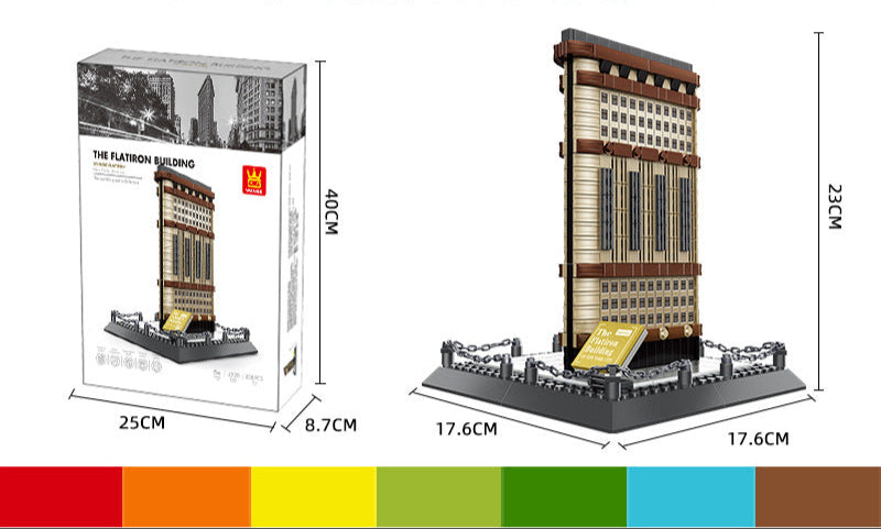 flatiron building, new york -building blocks set - wange bricks 4220 - 6