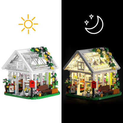 flower house building set with led lights - 597 piece creative garden toy - 4