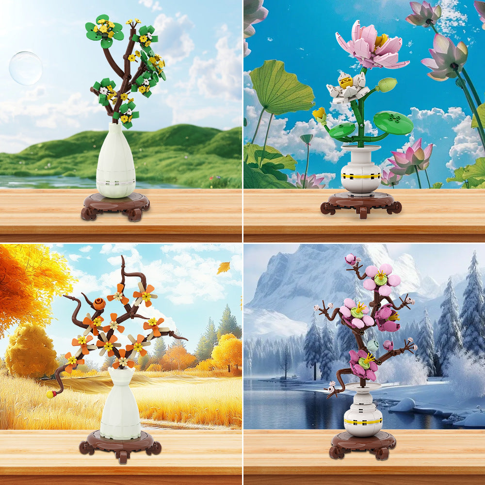 flower pot planting building set | lego compatible - 1