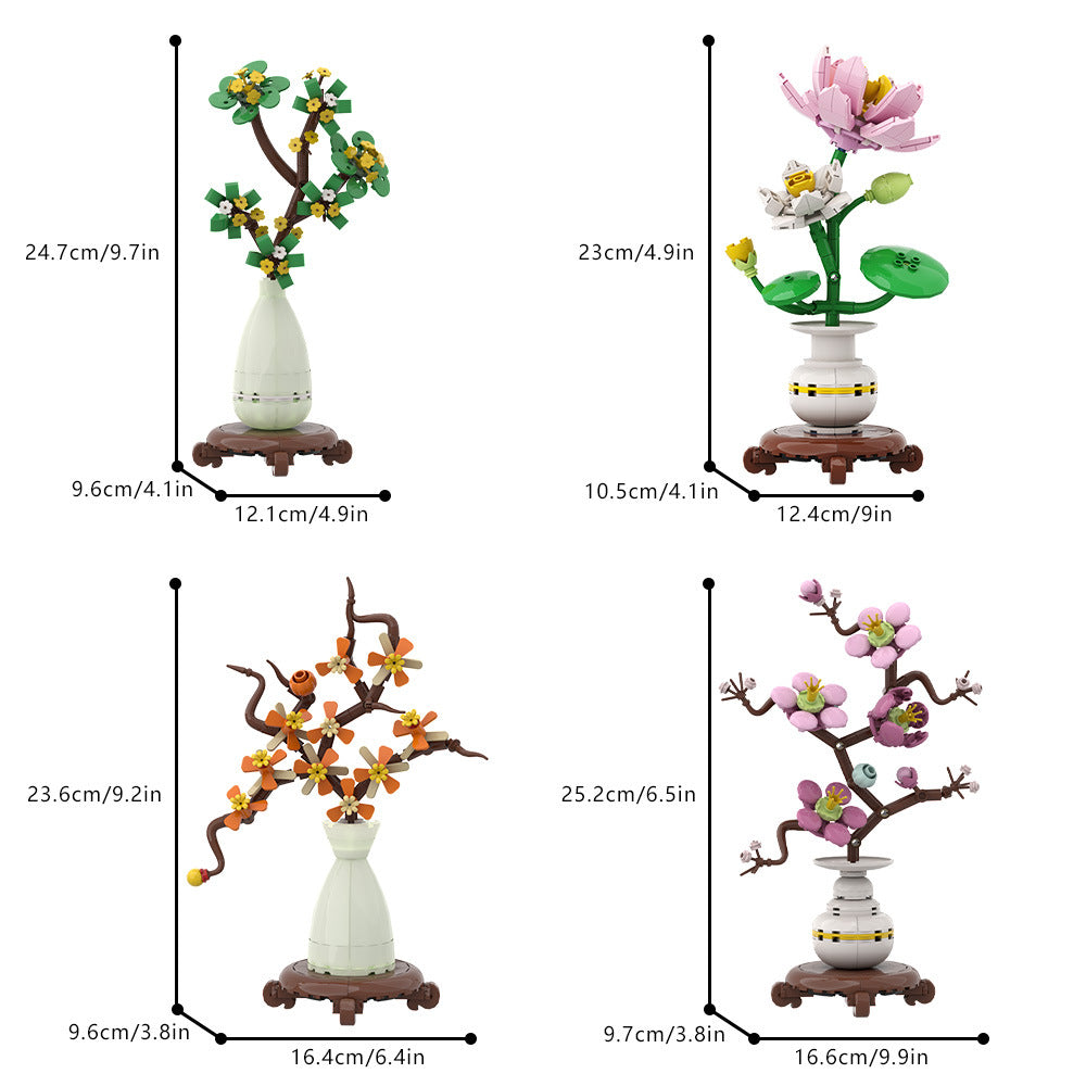 flower pot planting building set | lego compatible - 4