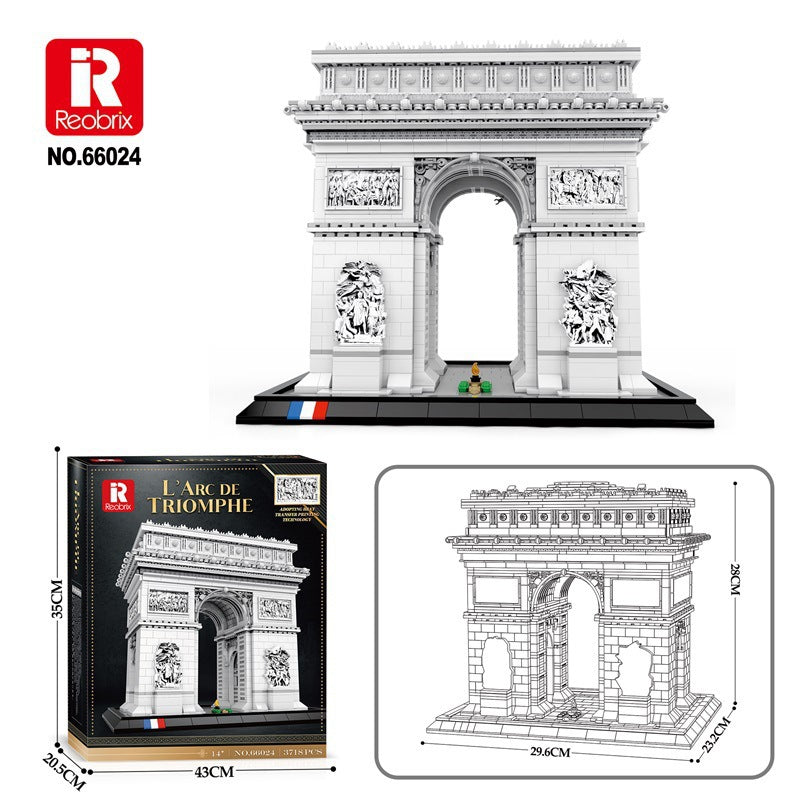 french arc de triomphe building blocks set - reobrix 66024 - 6