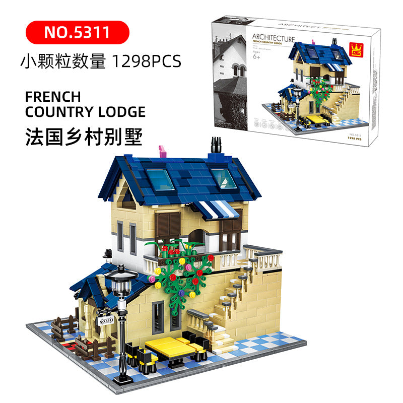 french country lodge - building blocks set - wange bricks 5311 - 3