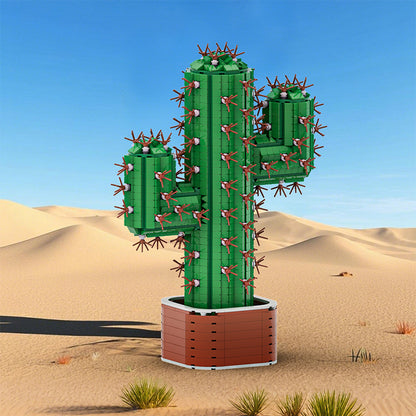 giant cactus plant in pot building set | lego compatible - 1