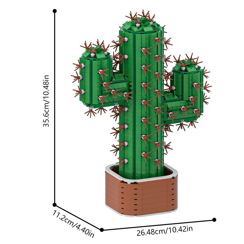 giant cactus plant in pot building set | lego compatible - 4