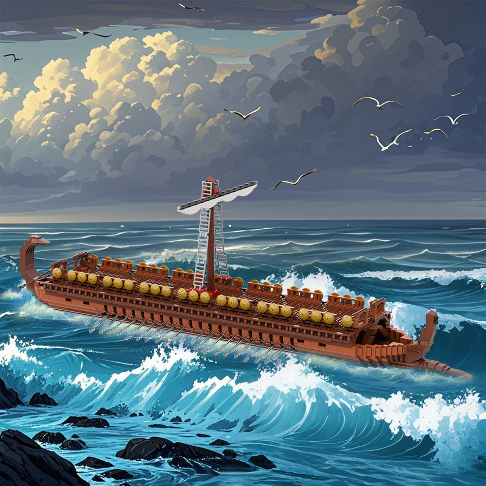 greek bireme merchant ship building set | moc-195879 - 1