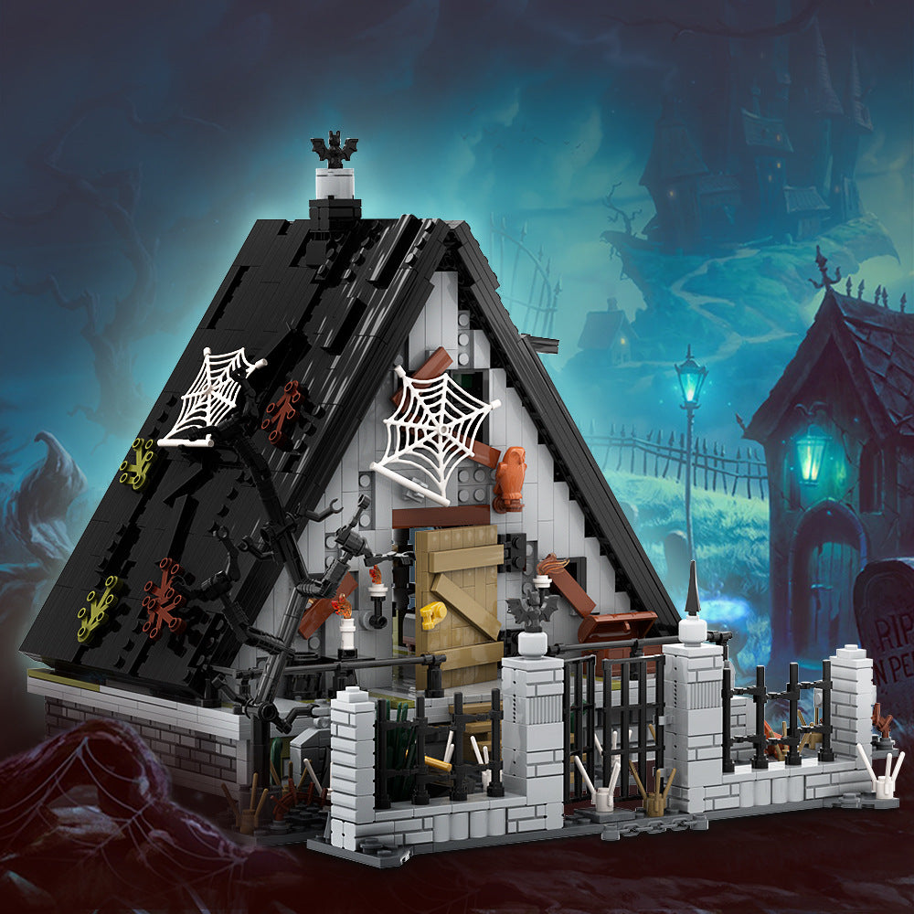 halloween a frame house building set | lego compatible - 1