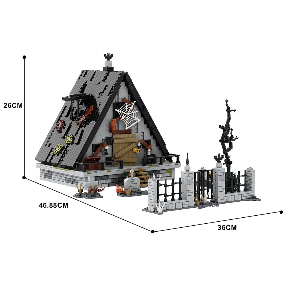 halloween a frame house building set | lego compatible - 4