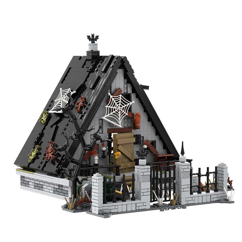 halloween a frame house building set | lego compatible - 5