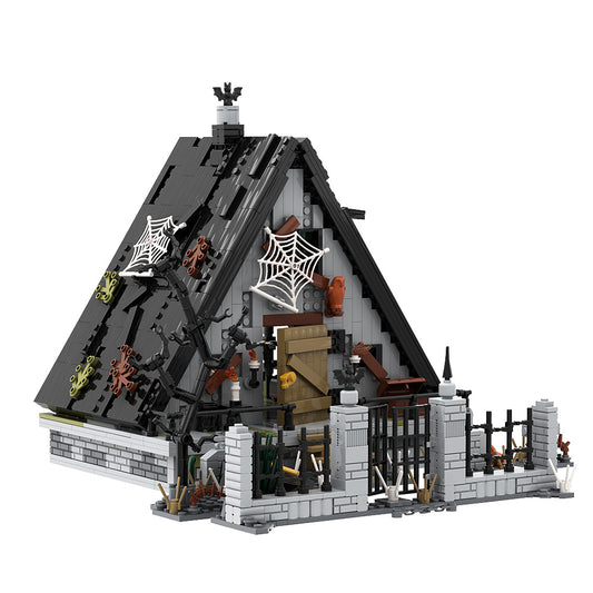 halloween a frame house building set | lego compatible - 5