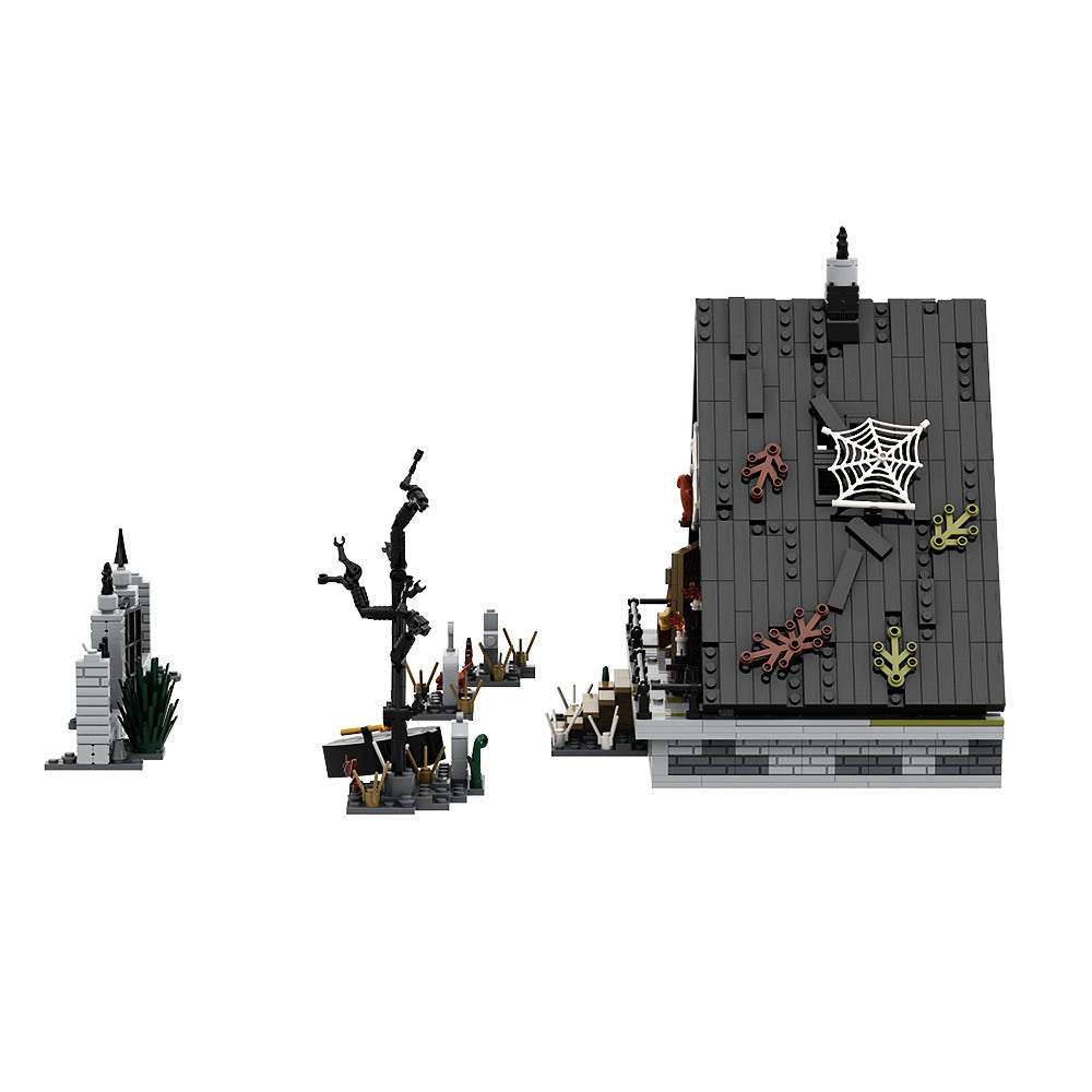 halloween a frame house building set | lego compatible - 6