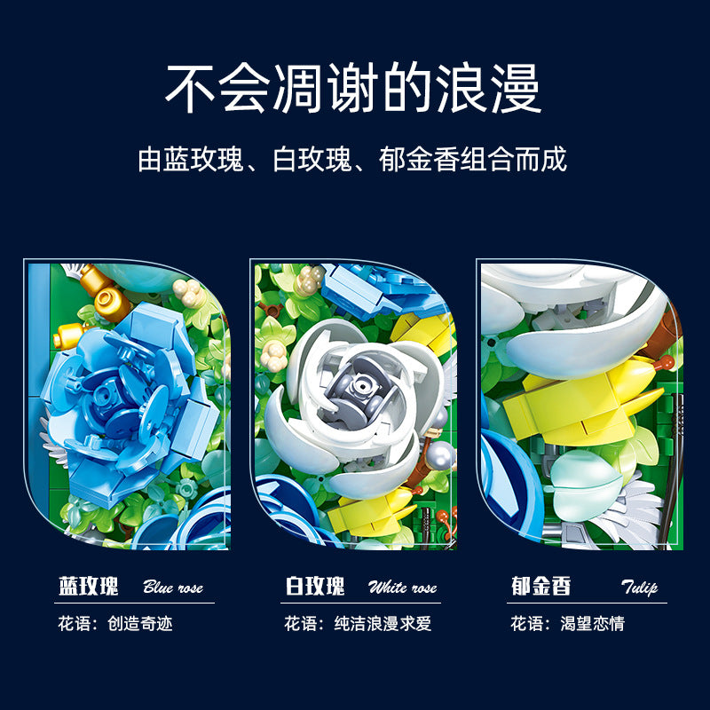 heart of the ocean rose flower building set - jiestar 9029 - 3