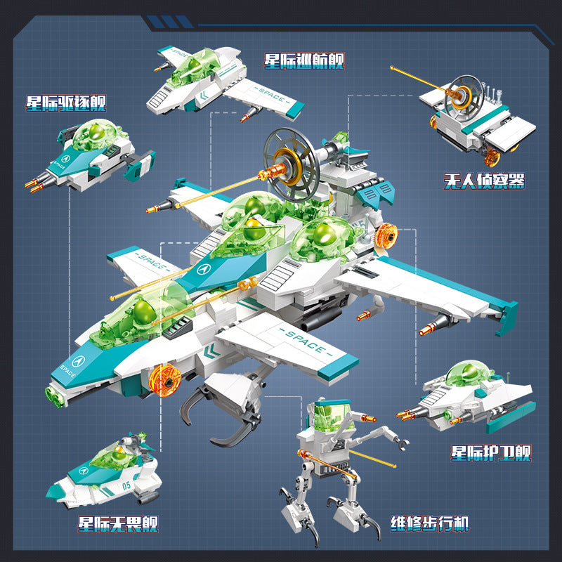 interstellar wanderer spaceship 6 in 1 - 653 pcs | jiestar 58011 - 2