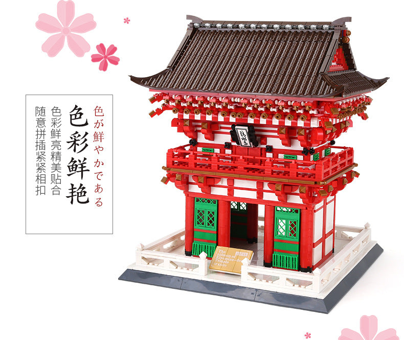 japan kyoto kiyomizu temple nioumon building blocks set - wange bricks - 2