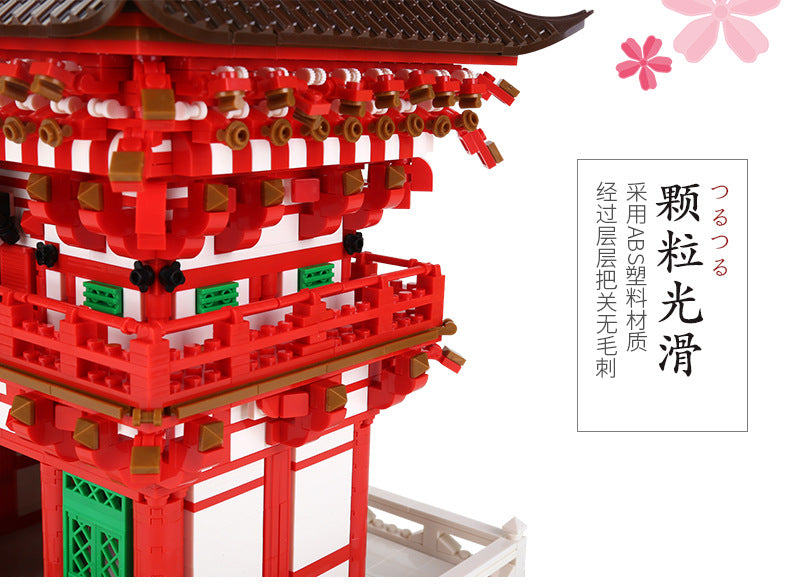 japan kyoto kiyomizu temple nioumon building blocks set - wange bricks - 3