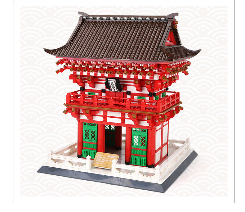 japan kyoto kiyomizu temple nioumon building blocks set - wange bricks - 6