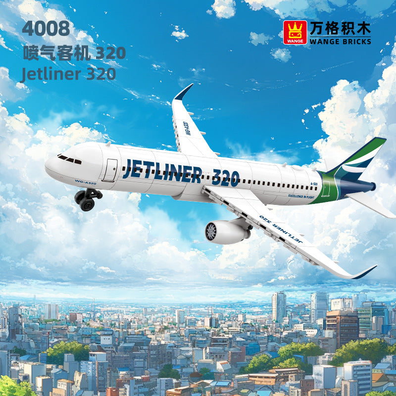 jetliner 320 building blocks set - wange bricks - 1