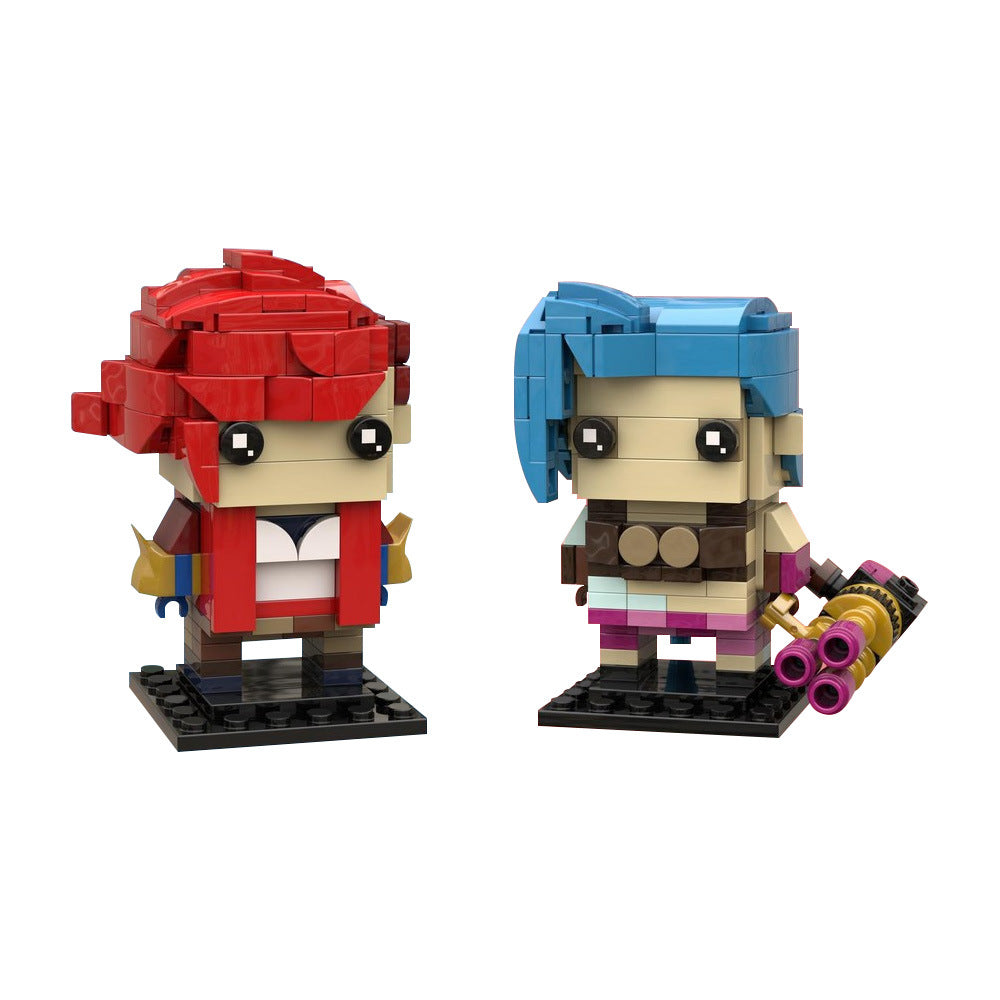 jinx and vi brickheadz building set - arcane / league of legends | lego compatible - 5