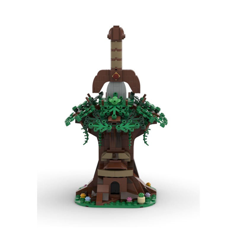 kokiri sword & great deku tree building set | zelda moc | moc-44297 - 1