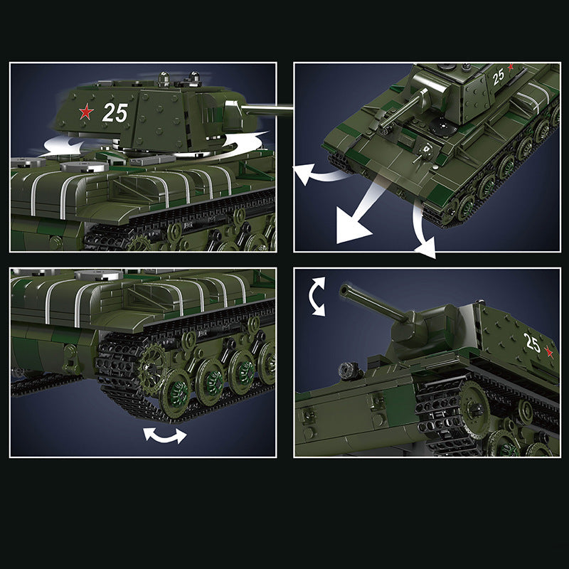 kv-1 military tank building set - mouldking 20025 - 4