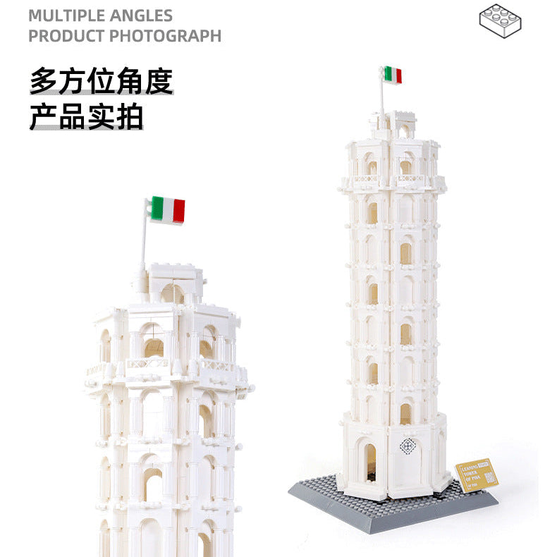 leaning tower of pisa, italy - building blocks set - wange bricks - 6