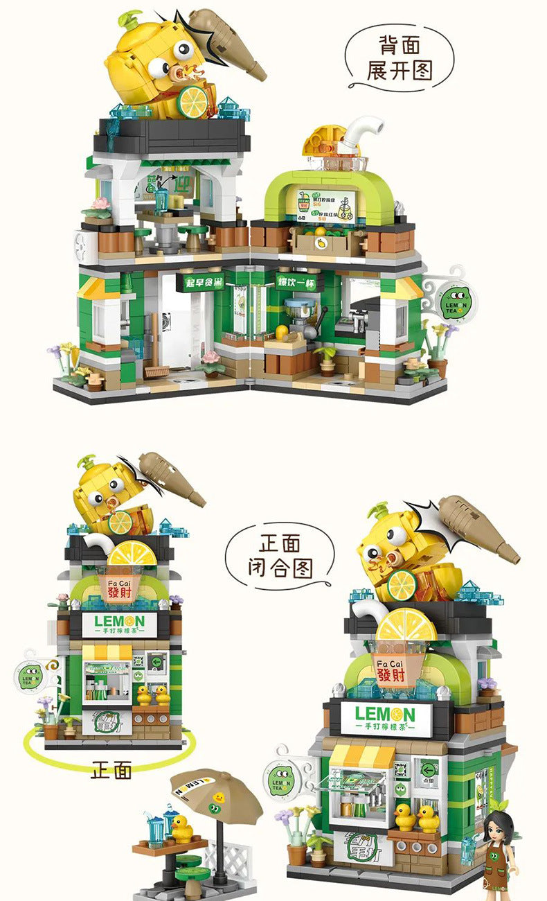 lemon tea shop and snail noodle shop building blocks set- loz - 10