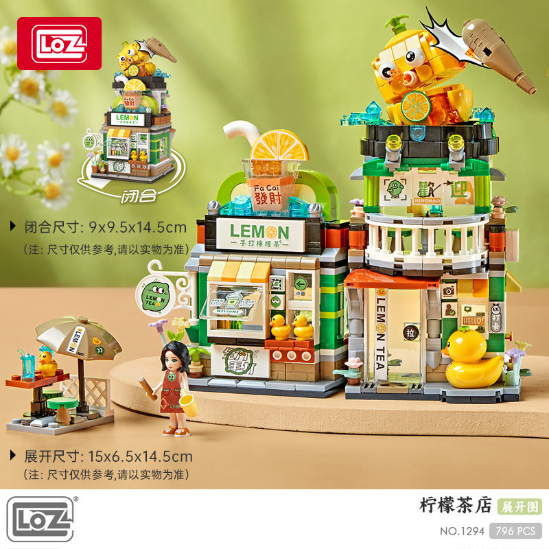 lemon tea shop and snail noodle shop building blocks set- loz - 6