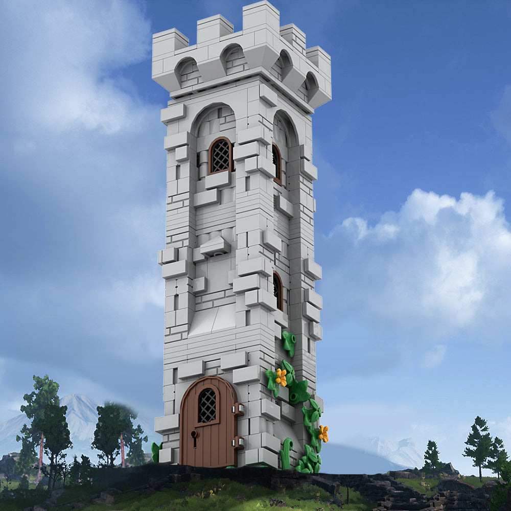 lion knight watch tower building set | lego compatible - 1