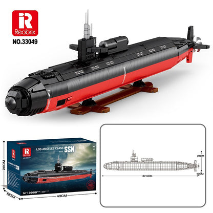 los angeles class ssn nuclear submarine - block set - reobrix 33049 - 6