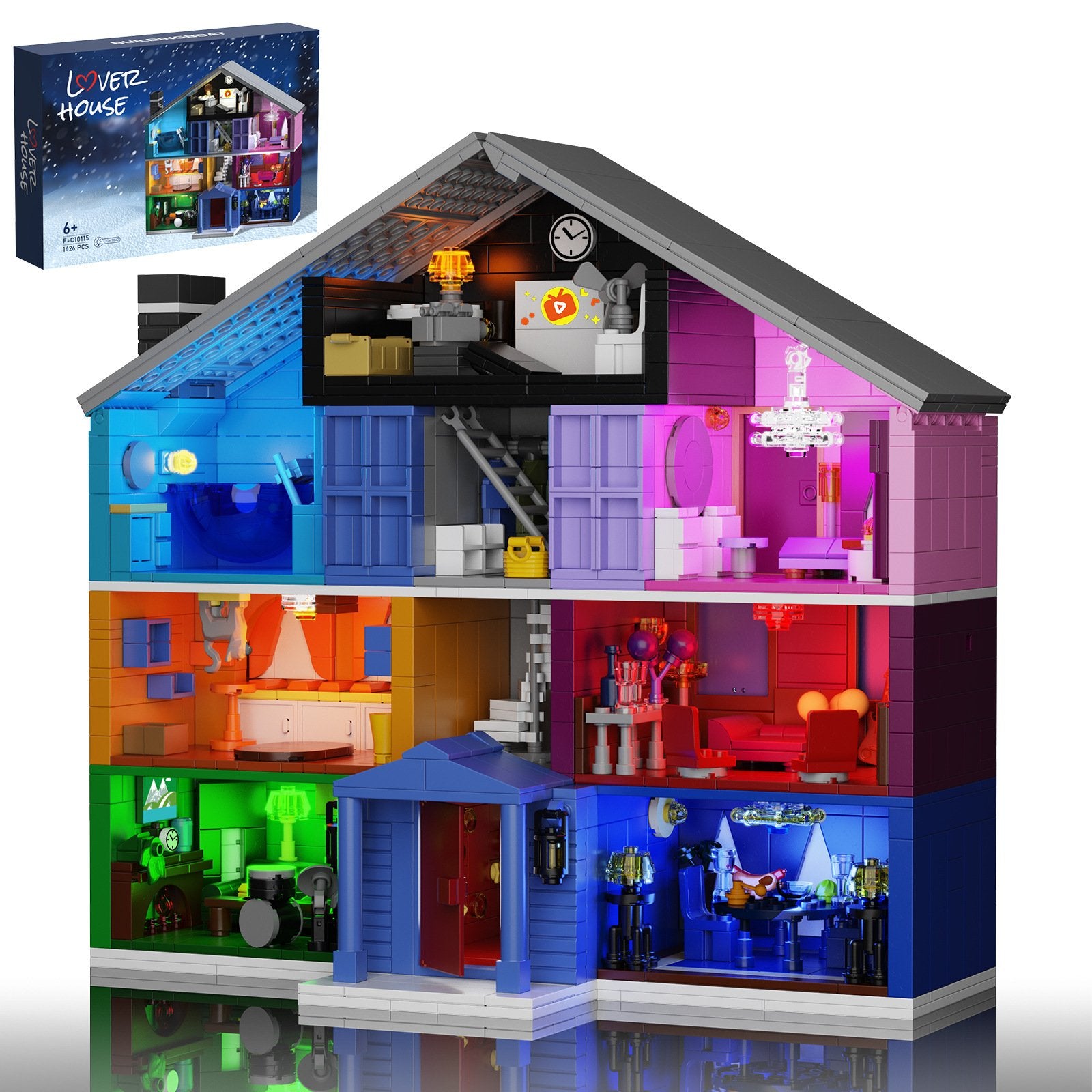 lover house with lights building blocks - valentine's day series gift - 1