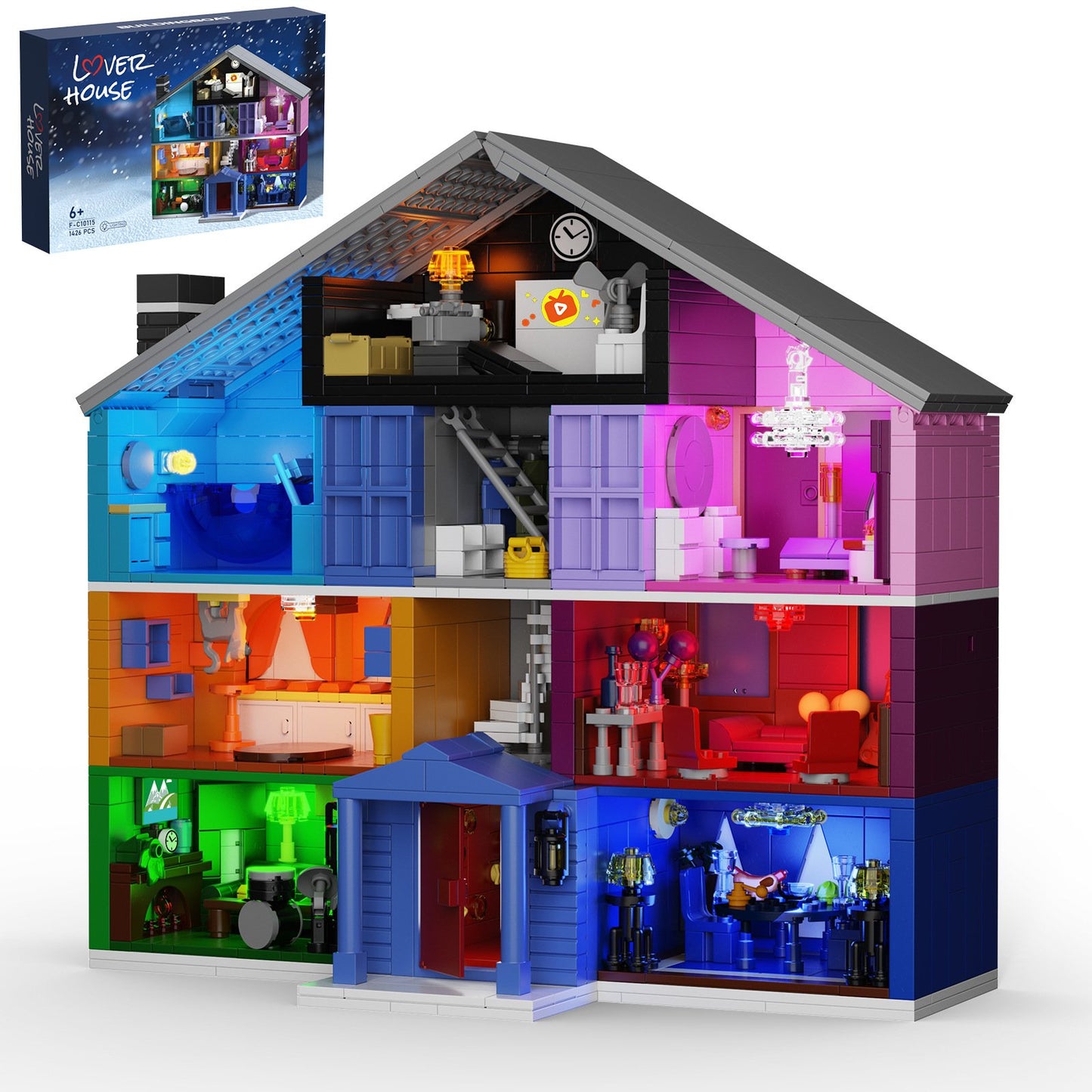 lover house with lights building blocks - valentine's day series gift - 5