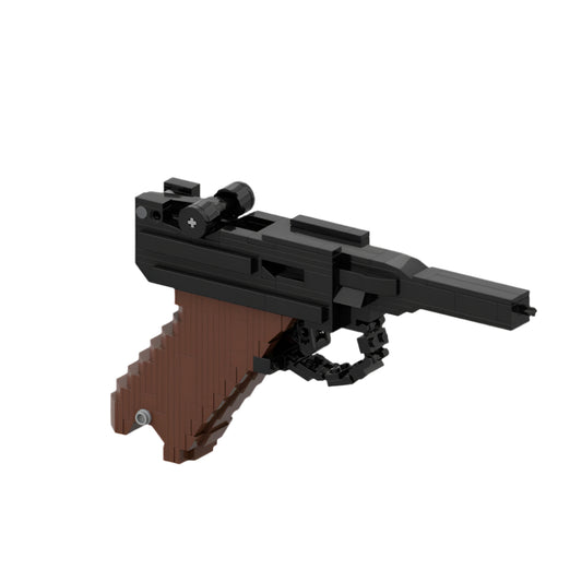 luger p08 blowback rubber band gun building set | moc-100395 - 2