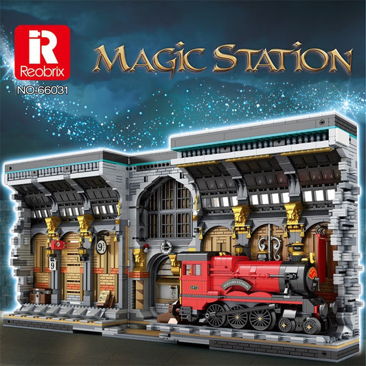 magic station bookends street scene building blocks - reobrix - 2